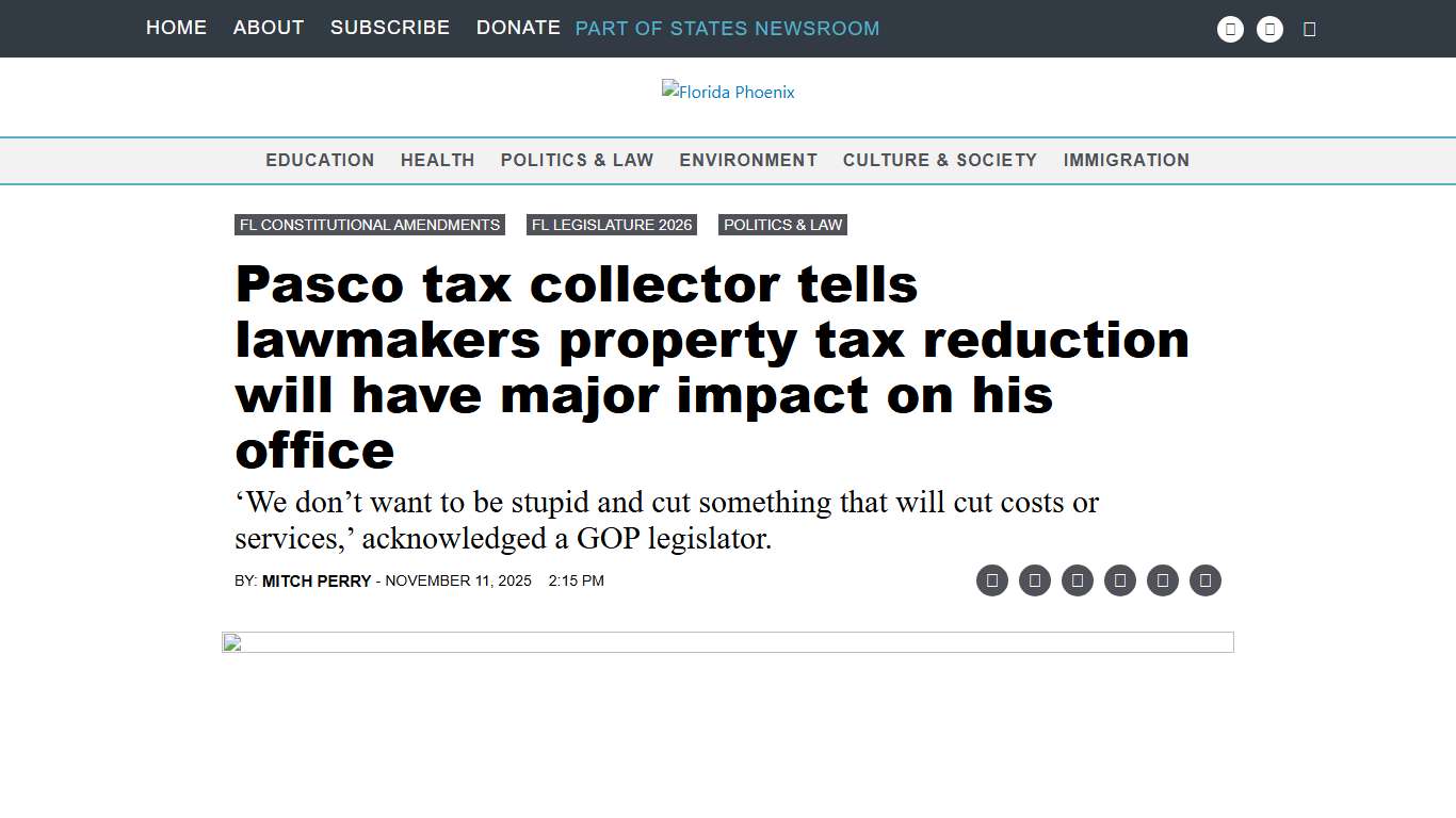 Pasco tax collector tells lawmakers property tax reduction will have major impact on his office • Florida Phoenix