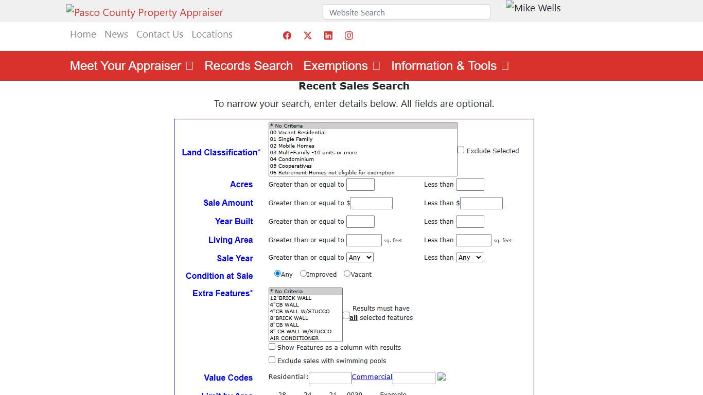 Property Appraiser - Recent Sales Search